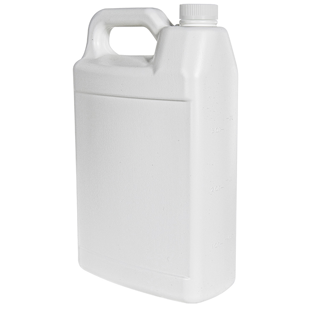 1 Gallon White HDPE F-Style Jug with 38/400 White Ribbed CRC Cap with F217 Liner